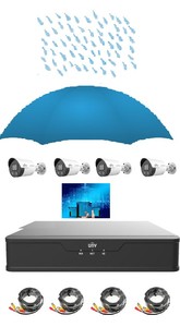 מערכת מצלמות אבטחה 4 מצלמות ADF28KMC-WL ו Uniview NVR301-S3 Series