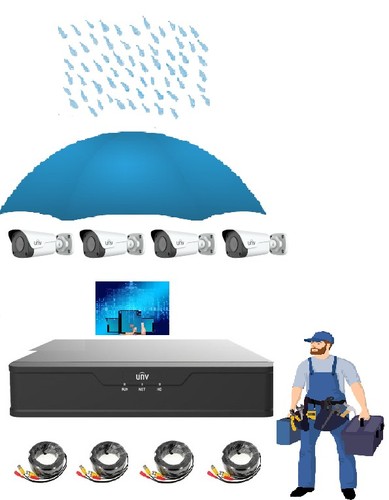 מערכת מצלמות אבטחה 4 מצלמות SF28KM-G ו Uniview NVR301-S3 Series והתקנה 