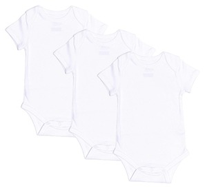 שלישיית בגד גוף שרוולים קצרים במידה 3-6 - לבן