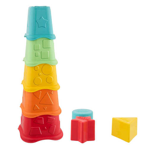 מגדל 5 כוסות וצורות צבעוניות עם מספרים - צ'יקו