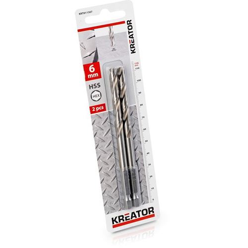 זוג מקדחי HEX אימפקט מתכת KRT011307 2HSS 6.0x114 Varo kreator