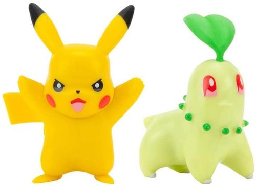 זוג דמויות פעולה של פוקימון - CHIKORITA+ PIKACHU