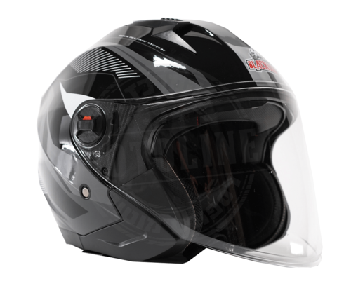 קסדת 3/4 בלק ליון שחור מבריק - BLACKLION 