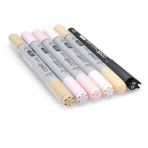 סט 5 טושים אלכוהוליים Copic ciao + ליינר, גווני עור בהיר