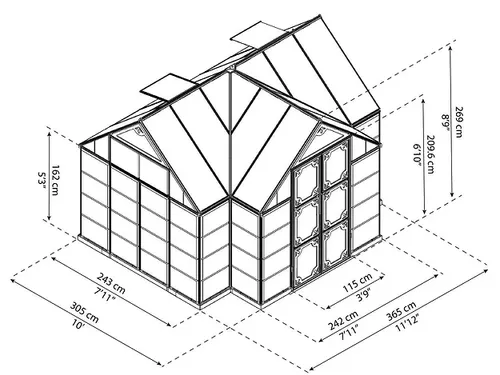 חממה ביתית 10x12 Victory Orangery בצבע אפור מק