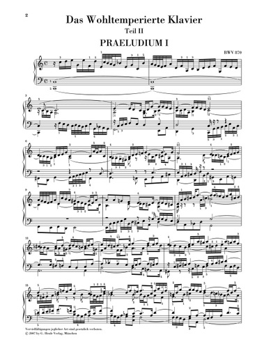 ספר תווים Bach The Well-Tempered Clavier Part 2