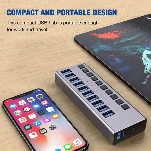 Protec DM283 - מפצל 10 חיבורים - USB 3.0