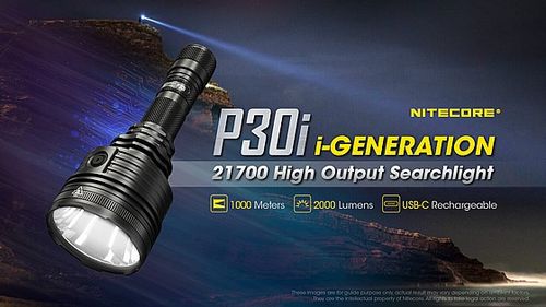 פנס יד נטען 2000 לומן P30i למרחק 1000 מ' NITECORE