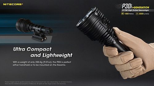 פנס יד נטען 2000 לומן P30i למרחק 1000 מ' NITECORE