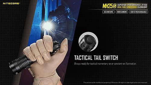 פנס יד נטען 1800 לומן MH25S למרחק 504 מ' NITECORE