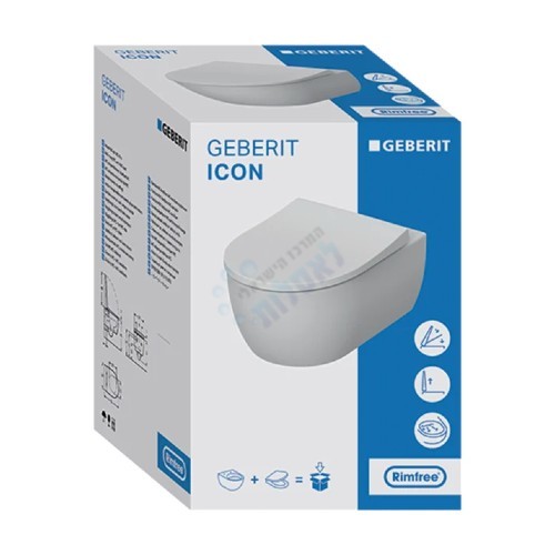 אסלה 500.784.01.1 GEBERIT | אסלה תלויה רימלס כולל מושב הידראולי | לבן | iCon גבריט.