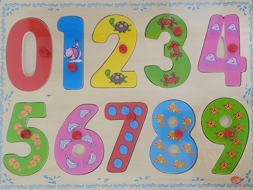 פאזל כפתורי עץ - מספרים עולם הים