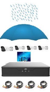 מערכת מצלמות אבטחה 4 מצלמותDPF28M-F ו Uniview NVR301-S3 Series 