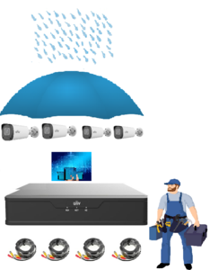 מערכת מצלמות אבטחה 4 מצלמות ADF28KM-G ו Uniview NVR301-S3 Series והתקנה