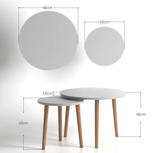 זוג שולחנות עגולים דגם ליטל