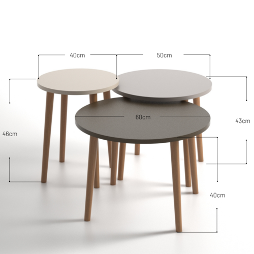 שלישיית שולחנות סלון דגם לילך 