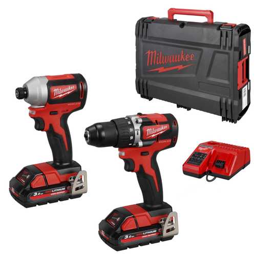 סט אימפקט+מברגה/מקדחה רוטטת 18V 3AH brushless מילווקי