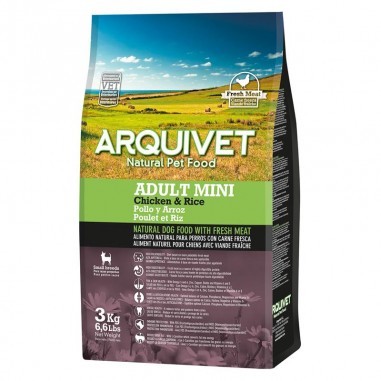 ארקיווט עוף ואורז 3 ק"ג - Arquivet מזון יבש לכלבים בוגרים מגזע קטן