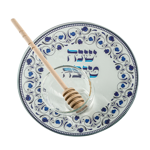 סט להגשת תפוח בדבש זכוכית בלתי שבירה 19 ס