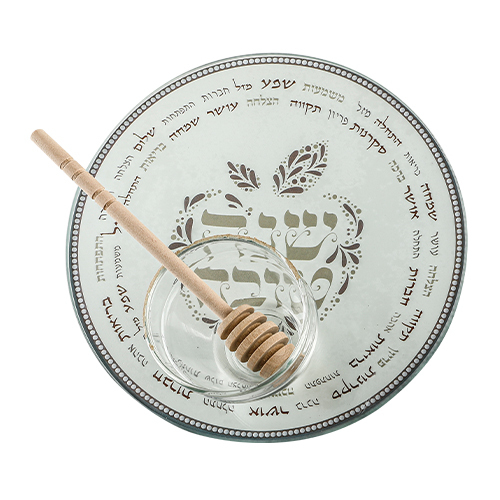 סט להגשת תפוח בדבש זכוכית בלתי שבירה 19 ס