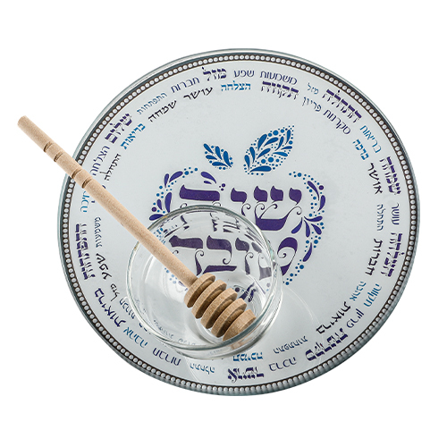 סט להגשת תפוח בדבש זכוכית בלתי שבירה 19 ס