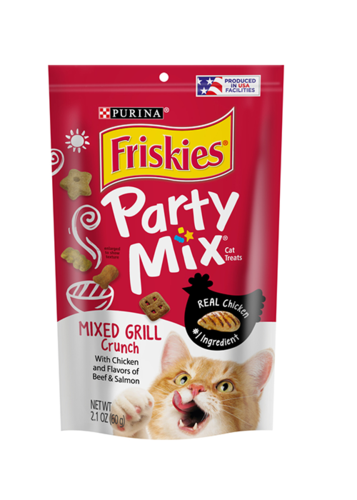 חטיף לחתול פריסקיז PARTY MIX גריל קראנץ' עוף בקר סלמון 60 גר'