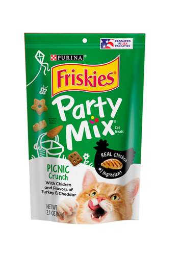 חטיף לחתול פריסקיז PARTY MIX פיקניק קראנץ' עוף הודו וגבינה 60 גר'