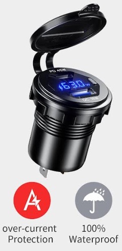 שקע טעינה מהירה לרכב USB18W+USB-C PD45W תצוגה דיגיטלית