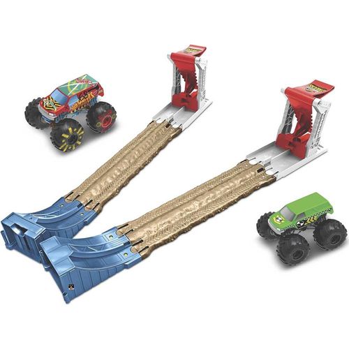 הוט ווילס - מאנסטר טראק משגר כפול + 2 רכבים - HOT WHEELS GYC80