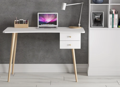 שולחן סטודנט מדליק 120/44 בגוון לבן עם 2 מגירות דגם אופיר