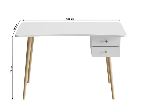 שולחן סטודנט מדליק 120/44 בגוון לבן עם 2 מגירות דגם אופיר