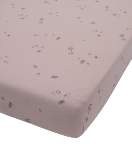 סדין לעריסת תינוק 100% כותנה ג'רסי - ורוד פרחים