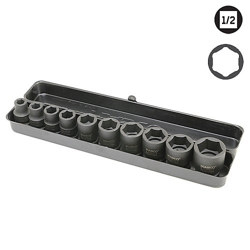סט 10 בוקסות שחורות הינע “1/2 מ“מ מבית KASCO