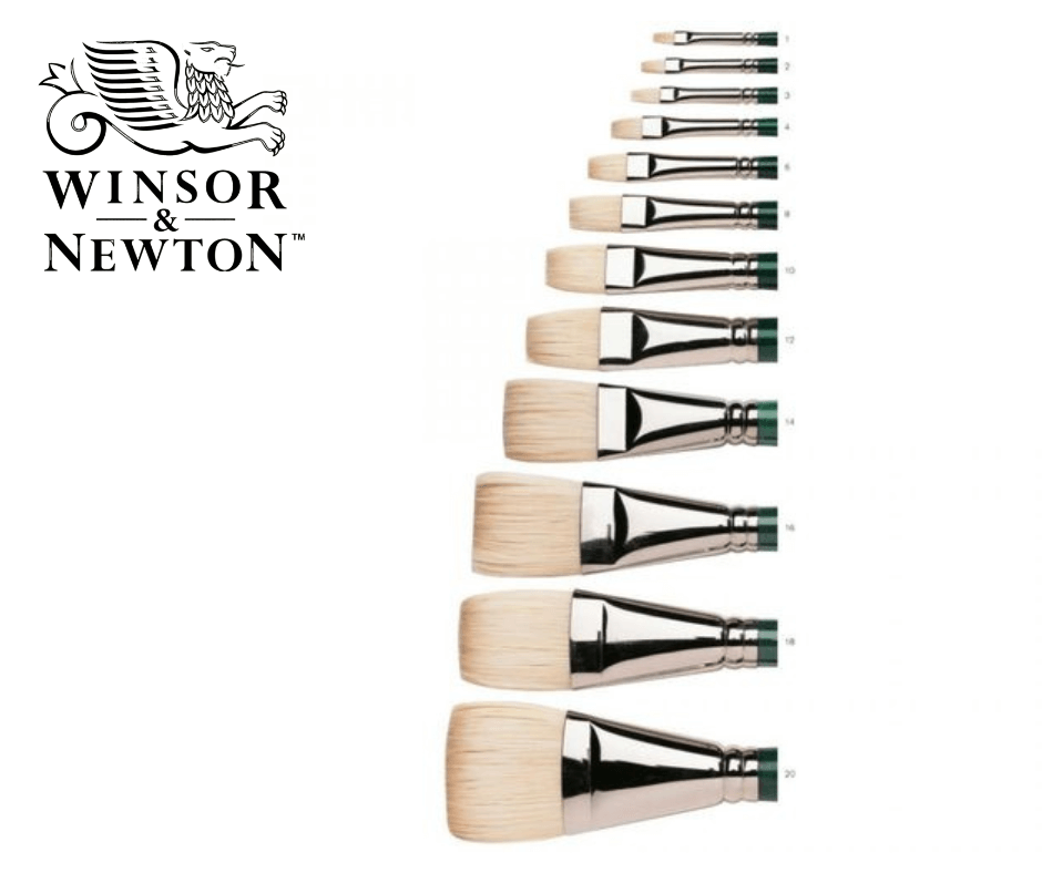 מכחול שיער טבעי לצבעי שמן מסדרת Winton (שטוח קצר) במבחר גדלים