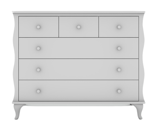 שידת תינוק רחבה בילי עם מגירות טריקה שקטה - לבן