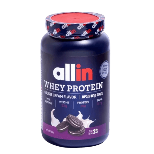אבקת חלבון אול אין | Allin Whey Protein | פאוץ 759 גרם | בטעם קרם עוגיות