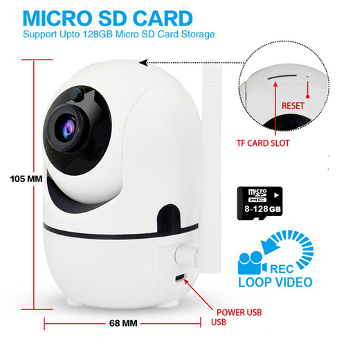 מצלמה IP ממונעת PT HD 1080P 4MP עם ראיית לילה והקלטה על כרטיס זיכרון