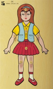 פאזל כפתורי עץ: גוף האדם - ילדה