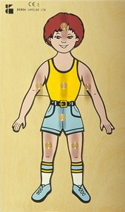 פאזל כפתורי עץ: גוף האדם - ילד