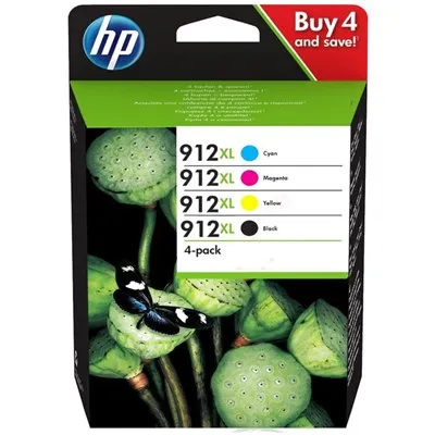 סט 4 ראשי דיו מקוריים HP 912XL 3YP34AE (הספק 720 דף בשחור ו-700 דף בכל צבע)