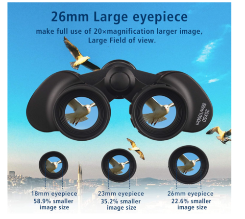משקפת שדה למרחקים עדשה גדולה  High Power 20x50