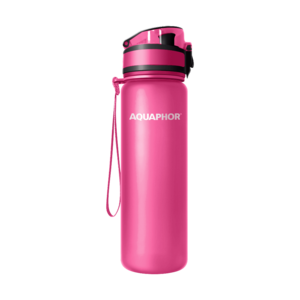 בקבוק פלסטיק וורוד אקוואפור Aquaphor pink + סנן מים