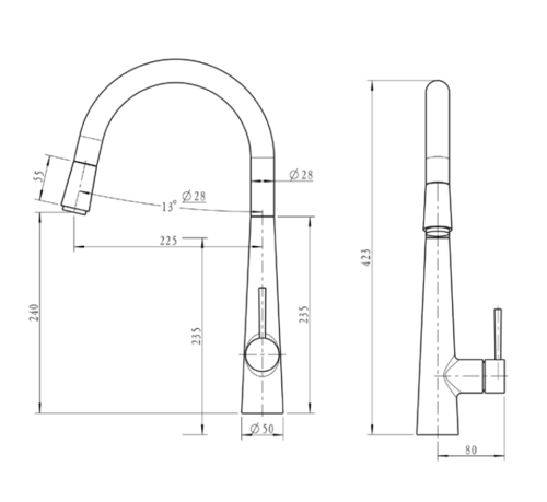KM7019 ברז נשלף X CONIC כרום