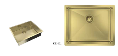KB3001 כיור מטבח נירוסטה ציפוי PVD זהב מט עד 60 ס״מ 