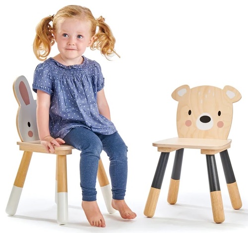 סט שולחן עם מגירת אחסון נסתרת וכיסאות חיות היער מעץ מלא