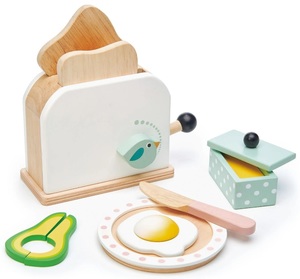 סט טוסטר וארוחת בוקר למשחק מעץ 10 חלקים