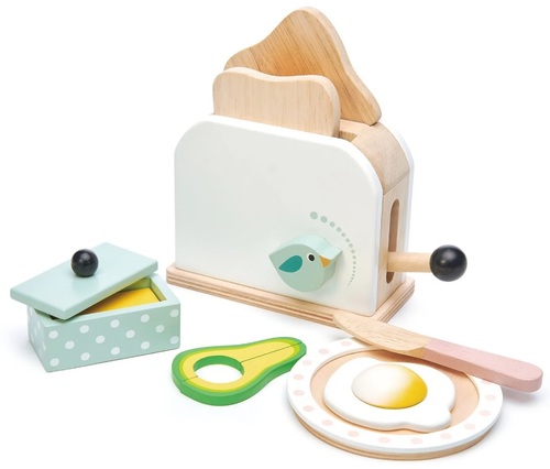 סט טוסטר וארוחת בוקר למשחק מעץ 10 חלקים