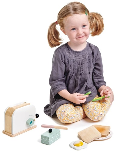 סט טוסטר וארוחת בוקר למשחק מעץ 10 חלקים