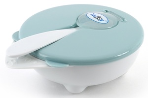 קערת אוכל עם מכסה וכפית Feeding Bowl - כחול