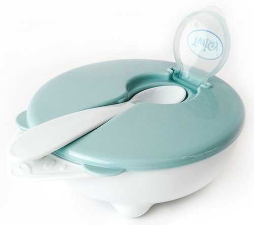 קערת אוכל עם מכסה וכפית Feeding Bowl - כחול